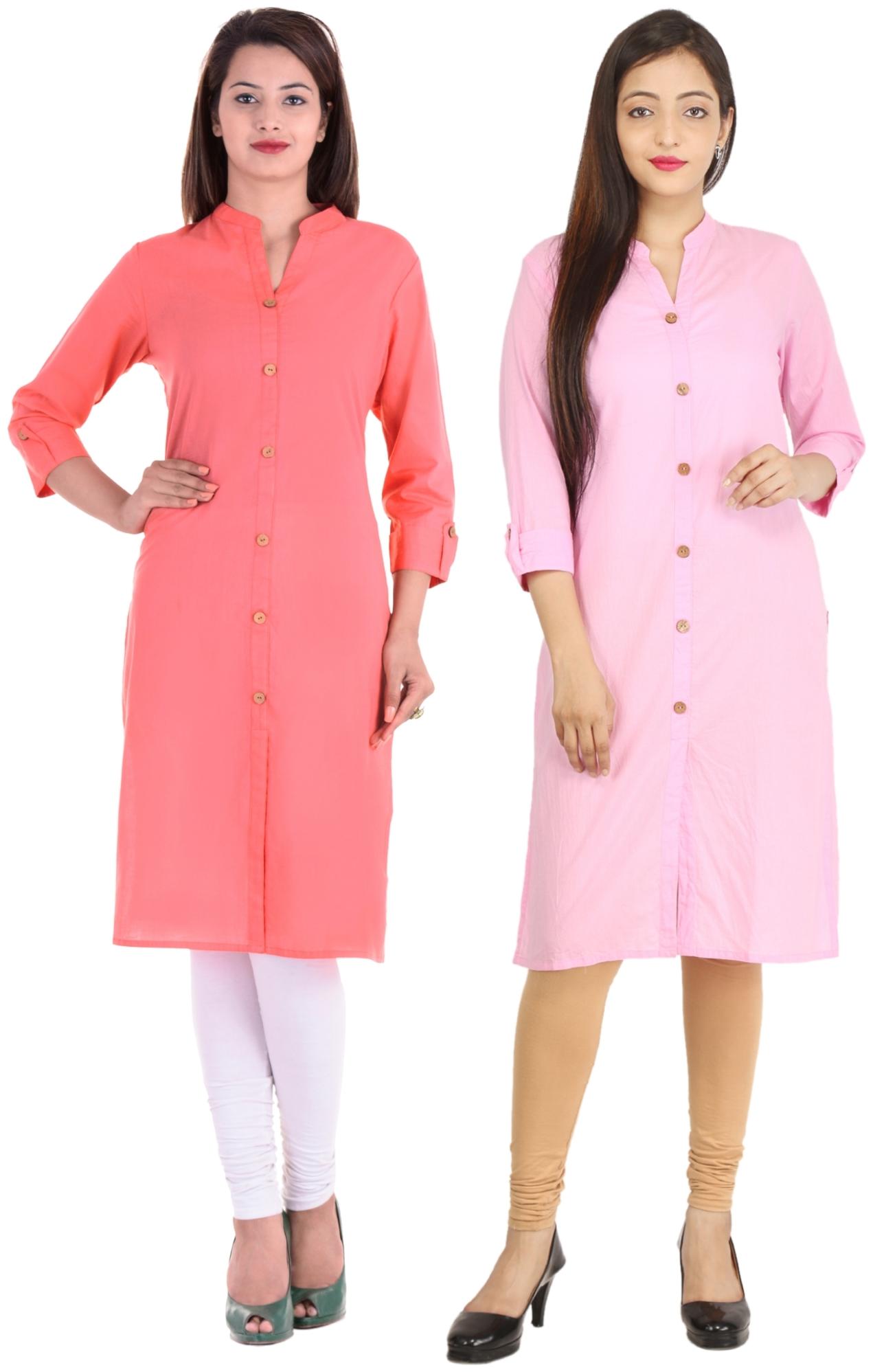

CHINMAYA Women Pink Solid Straight Kurti