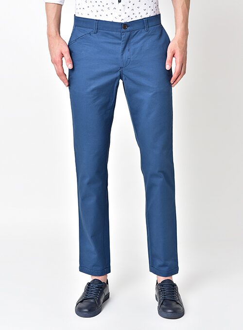 

Chlorophile Men Solid Straight Fit Formal Trouser - Blue