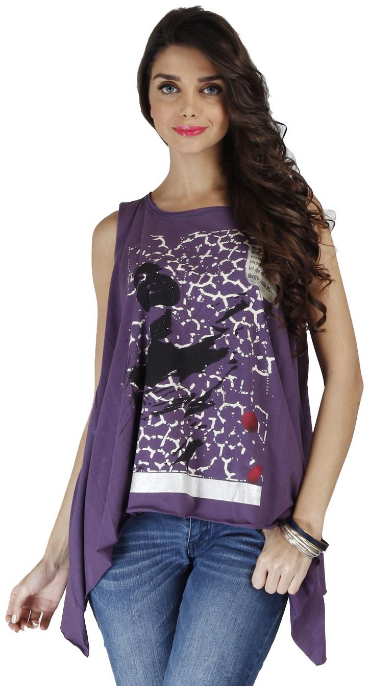 

Chlorophile Women Purple Regular fit Round neck Cotton T shirt