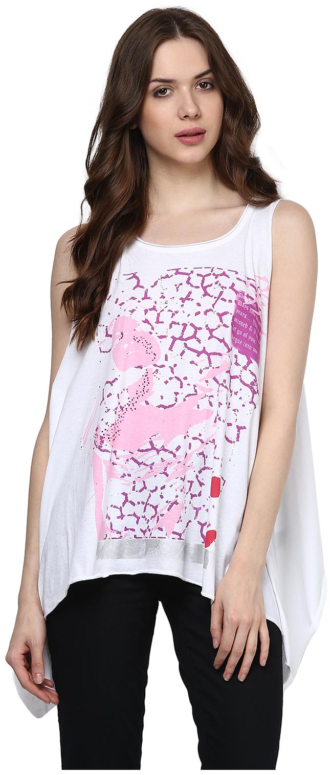 

Chlorophile Women White Regular fit Round neck Cotton T shirt