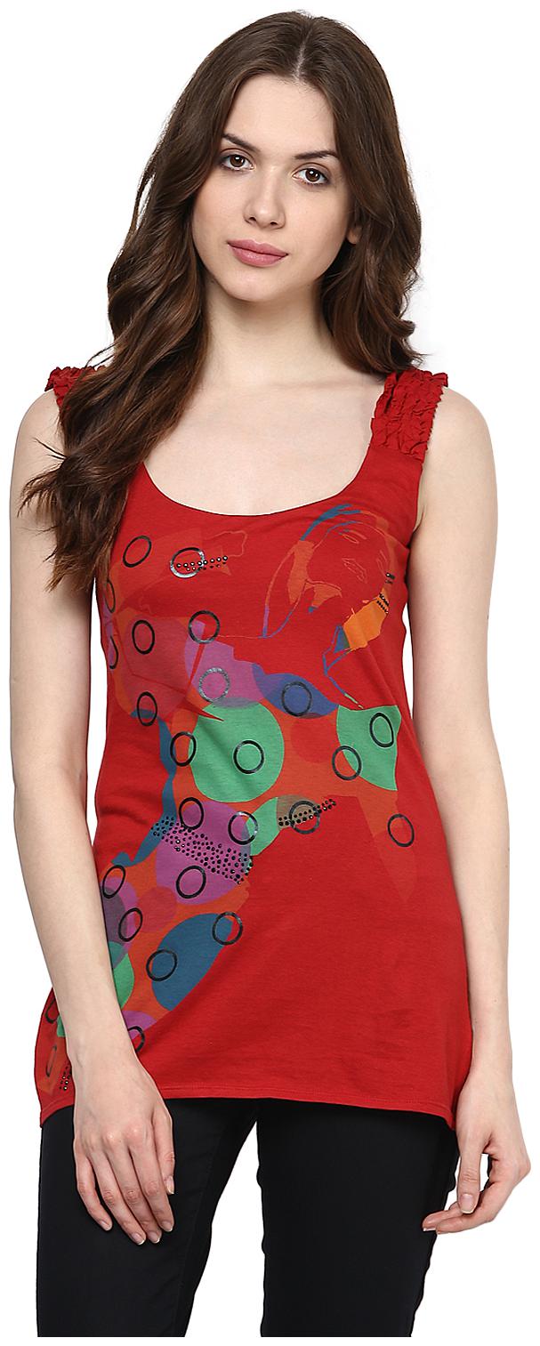 

Chlorophile Women Maroon Regular fit U neck Cotton Tank top