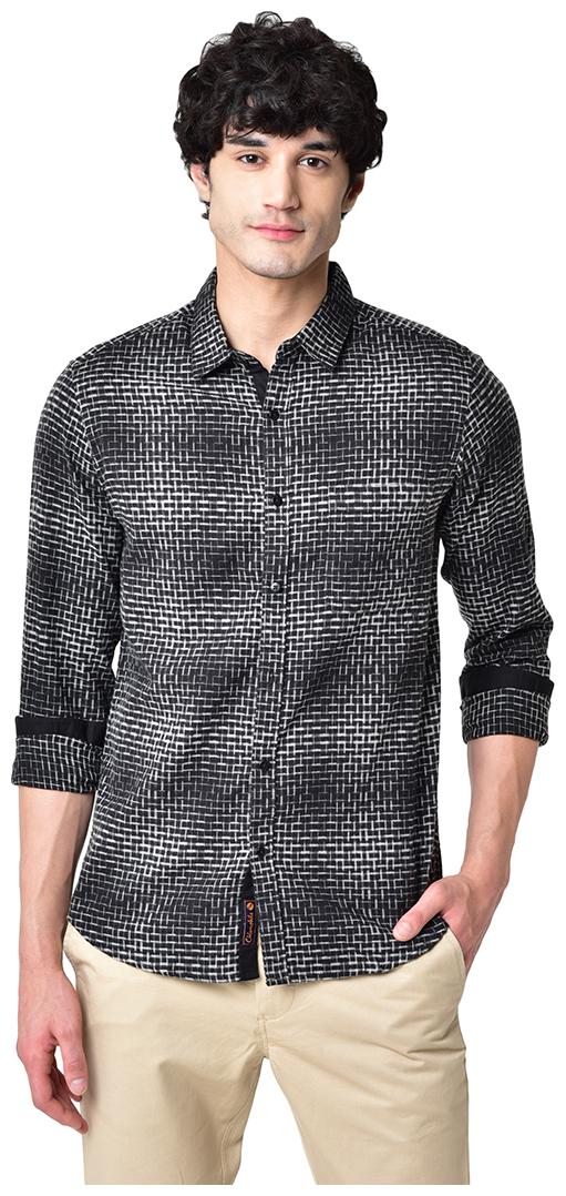 

Chlorophile Men Black White Checked Regular Fit Casual Shirt