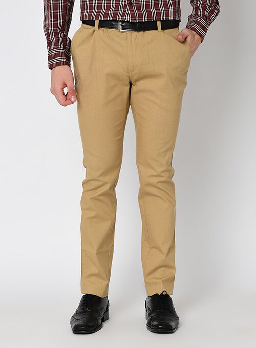 

Chlorophile Men Solid Straight Fit Formal Trouser - Brown