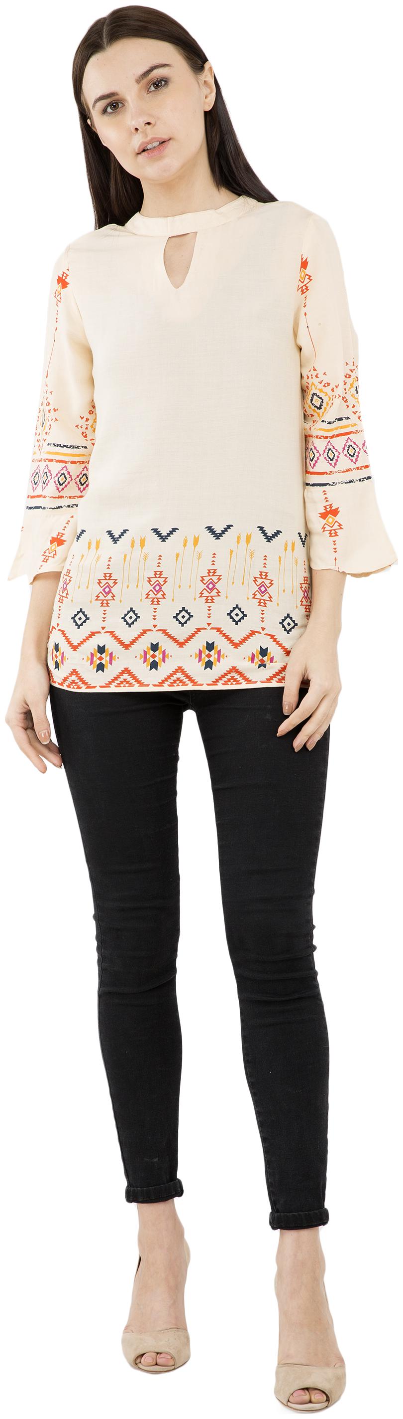 

Cattleya Women Striped A-line top - Beige