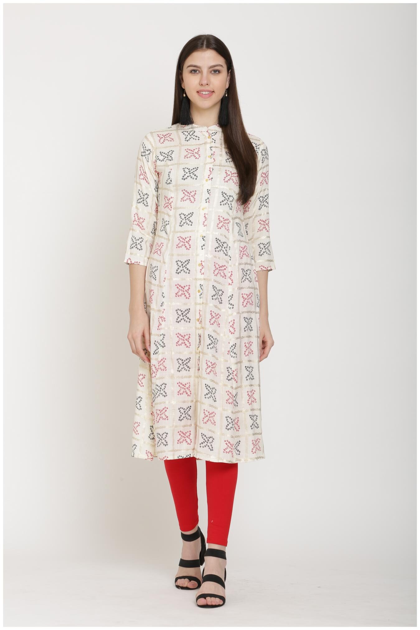

CHRISTEENA Women Grey Printed Straight Kurta