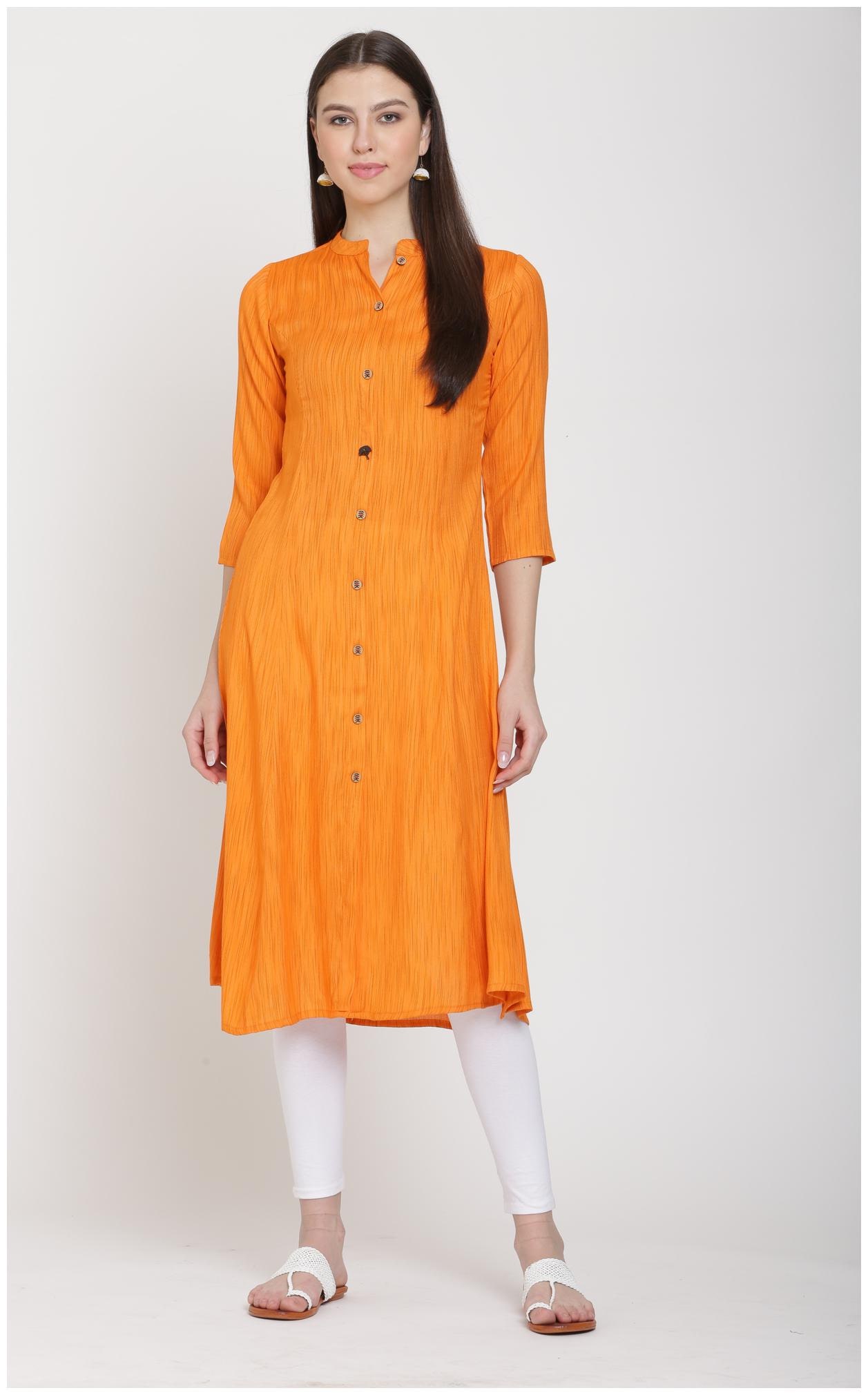 

CHRISTEENA Women Orange Printed Straight Kurta