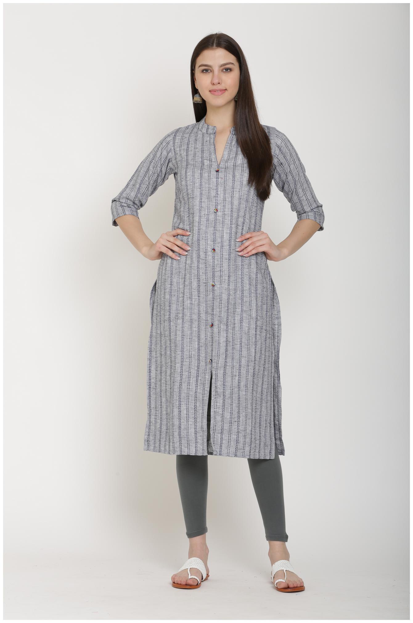 

CHRISTEENA Women Blue Striped Straight Kurta