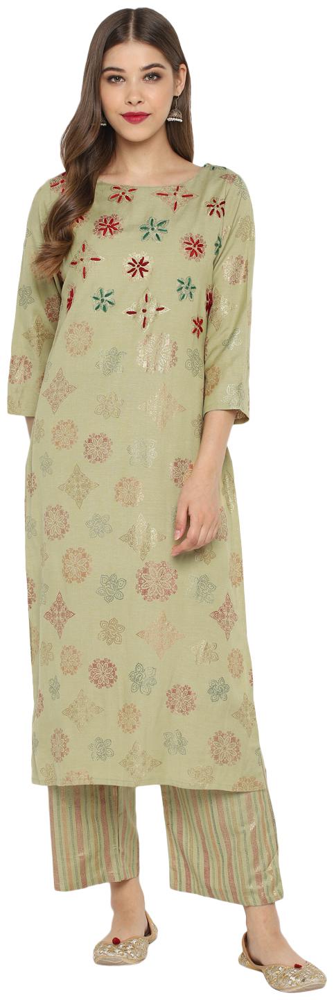 

Christeena Women Rayon Stitched Suits Kurta With Palazzo Set (Green)