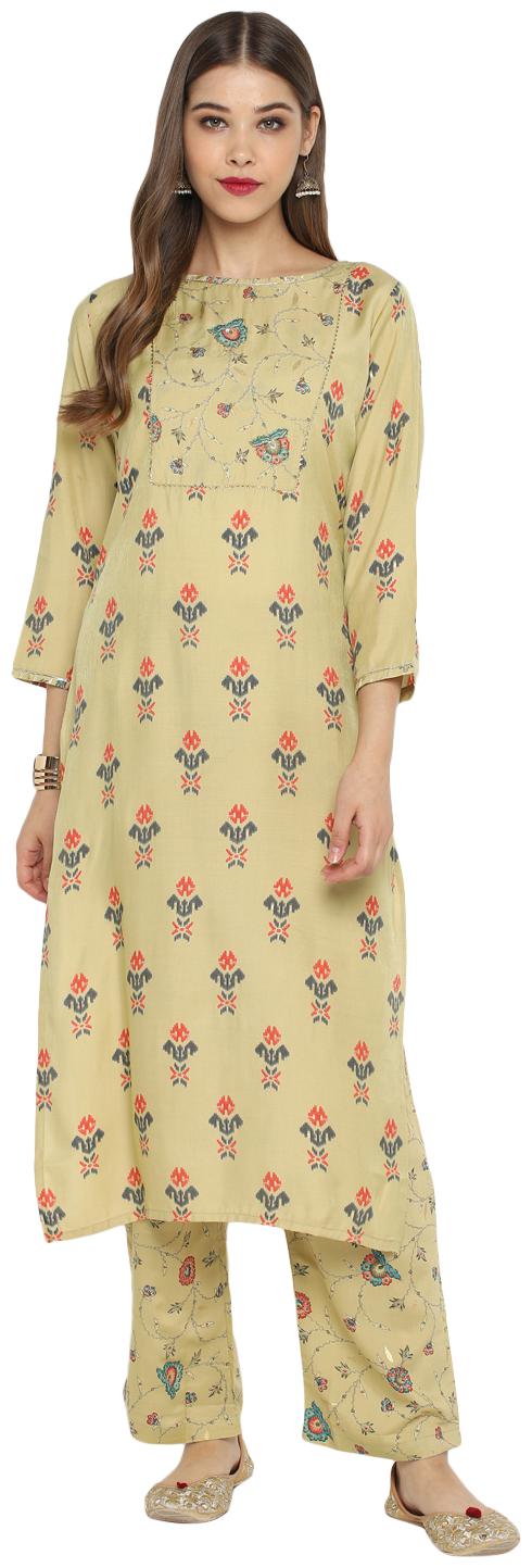 

Christeena Women Rayon Stitched Suits Kurta With Palazzo Set (Beige)