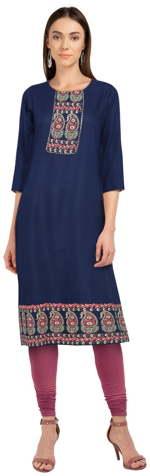 

CHRISTEENA Women Blue Floral Straight Kurta