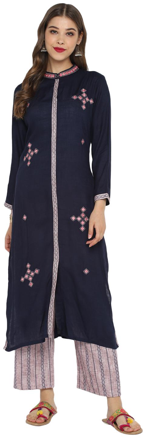 

Christeena Women Rayon Stitched Suits Kurta With Palazzo Set (Blue)