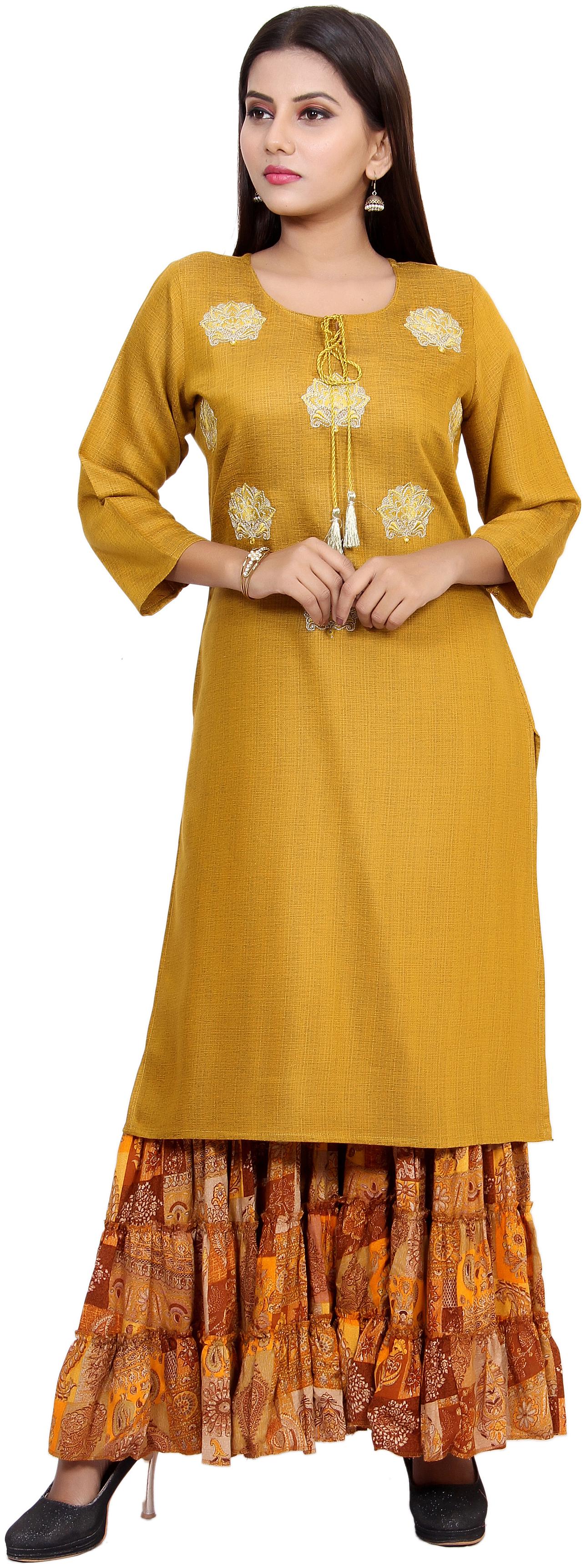 

CHRISTEENA Women Rayon Embroidery Straight Kurta Sharara Multi