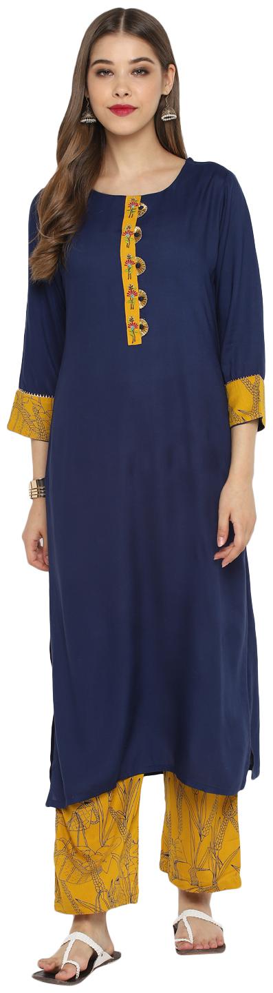 

Christeena Women Rayon Stitched Suits Kurta With Palazzo Set (Blue)