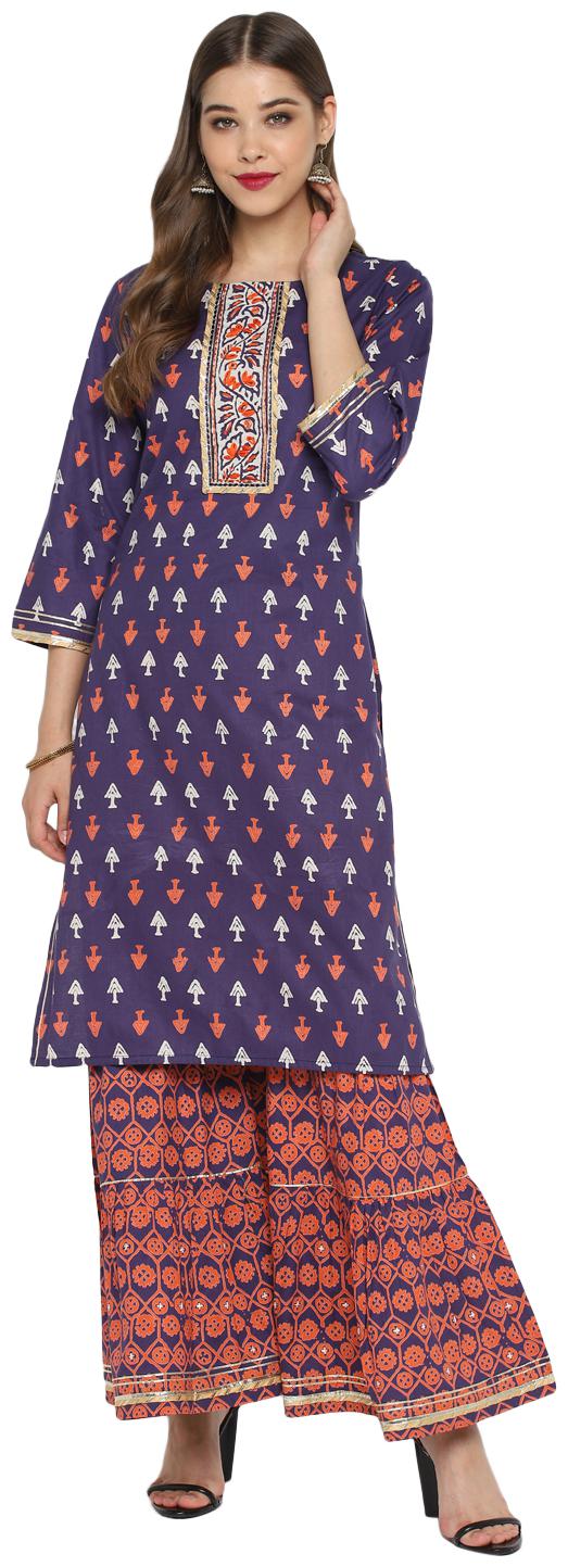 

Christeena Women Rayon Stitched Suits Kurta With Sharara Set (Purple)