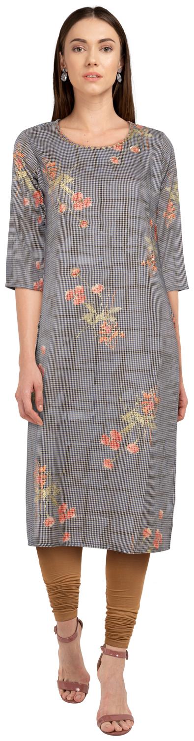 

CHRISTEENA Women Grey Embroidered Straight Kurta