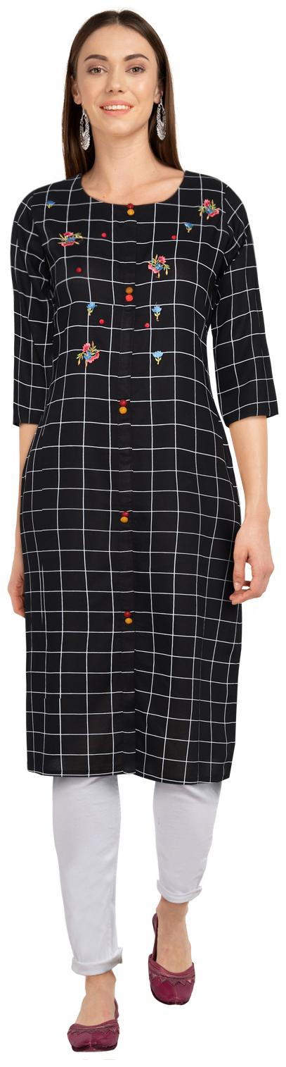 

CHRISTEENA Women Blue Embroidered Straight Kurta