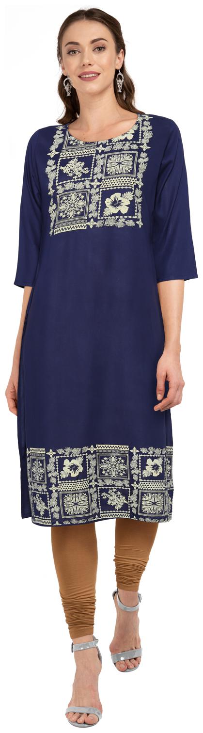 

CHRISTEENA Women Blue Floral Straight Kurta
