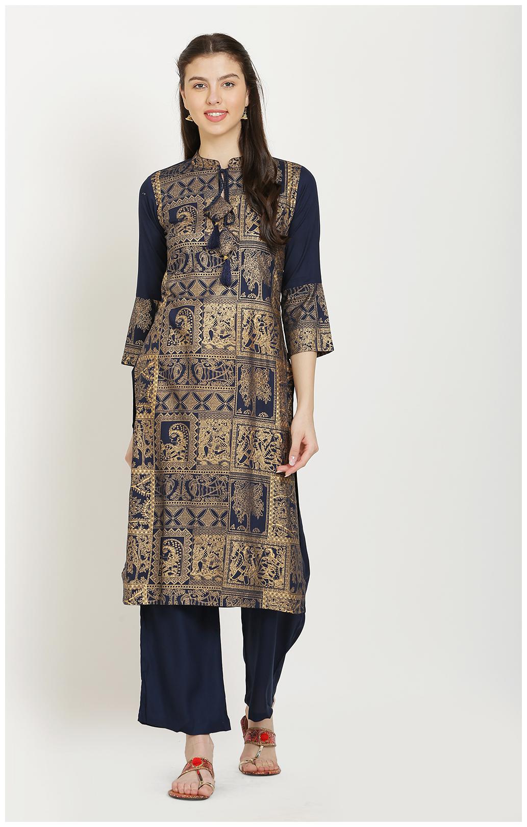 

CHRISTEENA Women Rayon Straight Stitched Suits Blue color