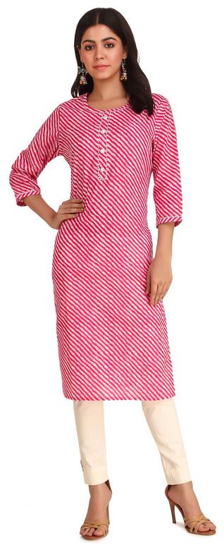

Cifer Women Pink Striped Straight Kurti