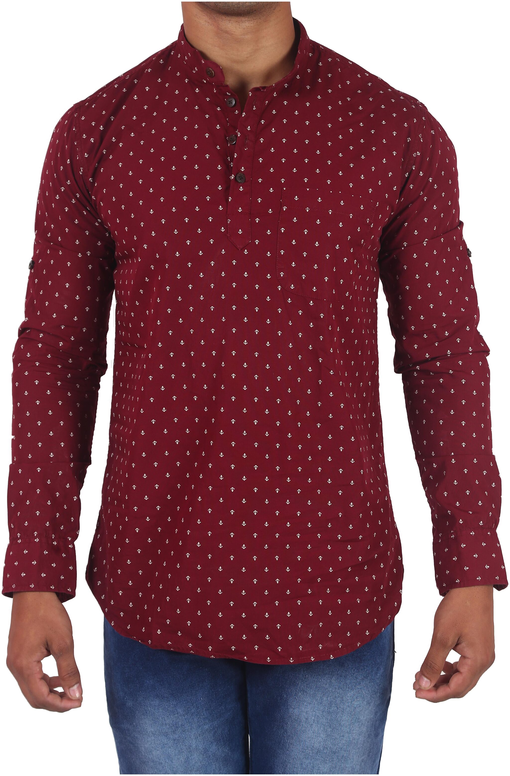 

Classic Denim Men Maroon Printed Slim Fit Casual Shirt