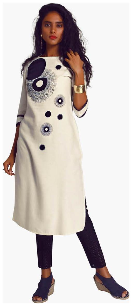 

NAARI Women White Printed Straight Kurti