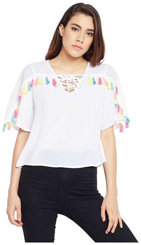 

Classic Pearl Themed Rainbow Tassel Top