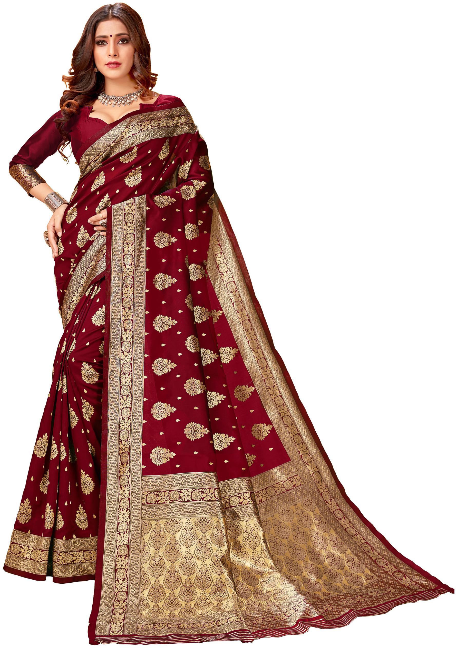 

Classic Selection Silk Woven Maroon Color Saree