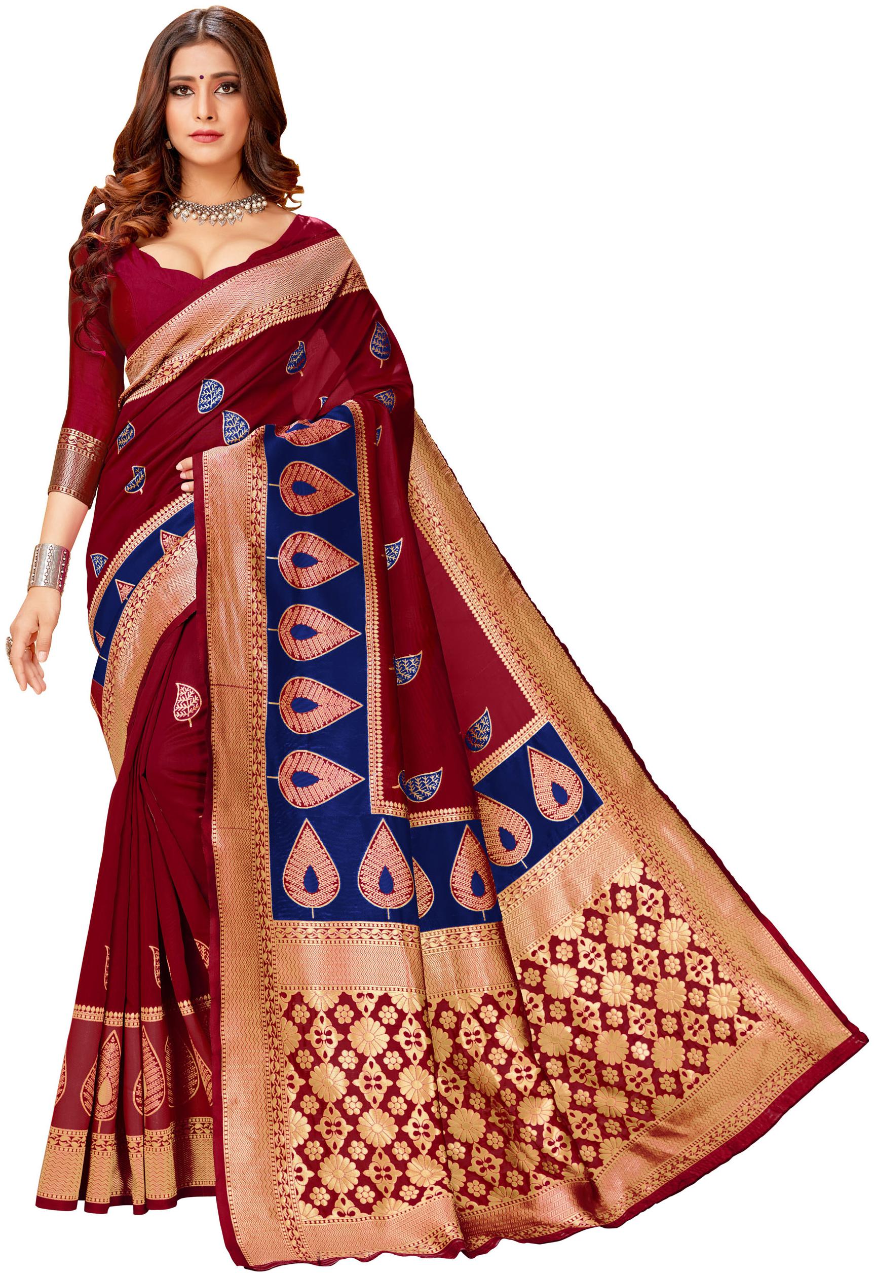 

Classic Selection Polycotton Woven Maroon Color Saree