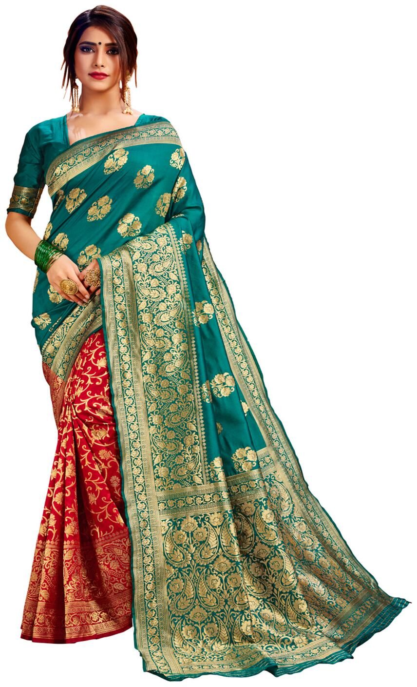 

Classic Selection Polycotton Woven Green Color Saree