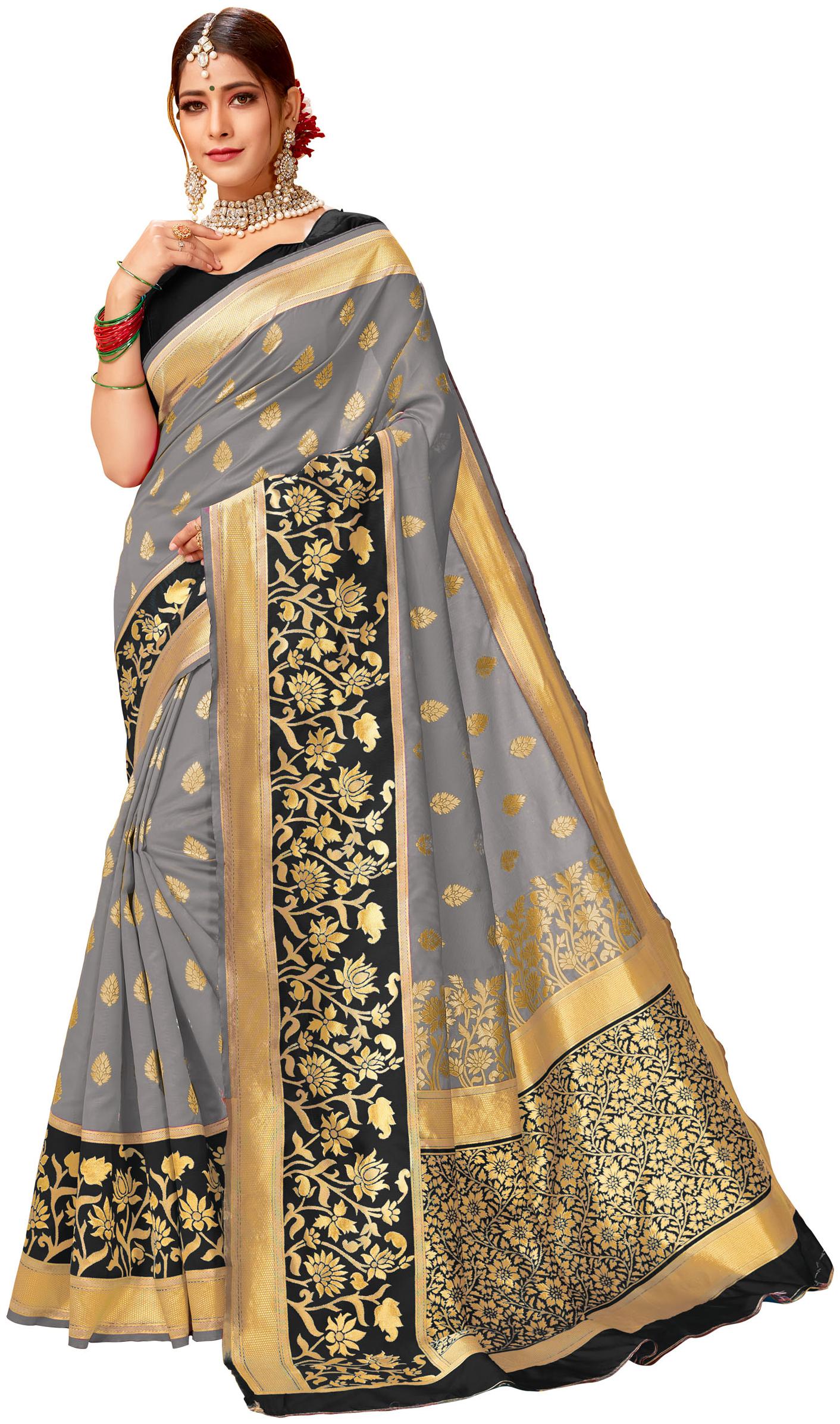 

Classic Selection Silk Floral Grey Color Saree