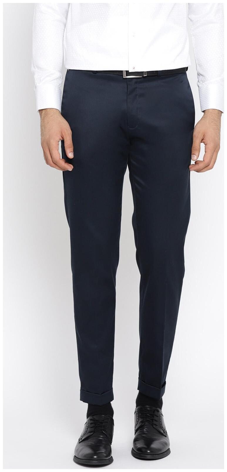 Buy CLASSIO Men Solid Slim Fit Formal Trouser - Blue Online at Low ...