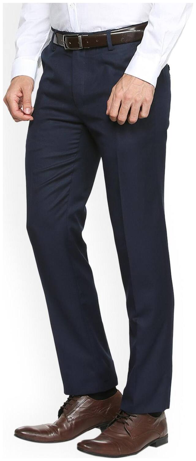 CLASSIO Men Solid Regular Fit Formal Trouser - Blue