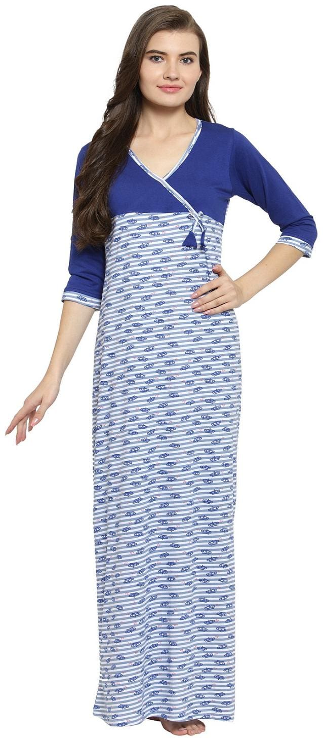 Claura Women Cotton Printed Long Nighty