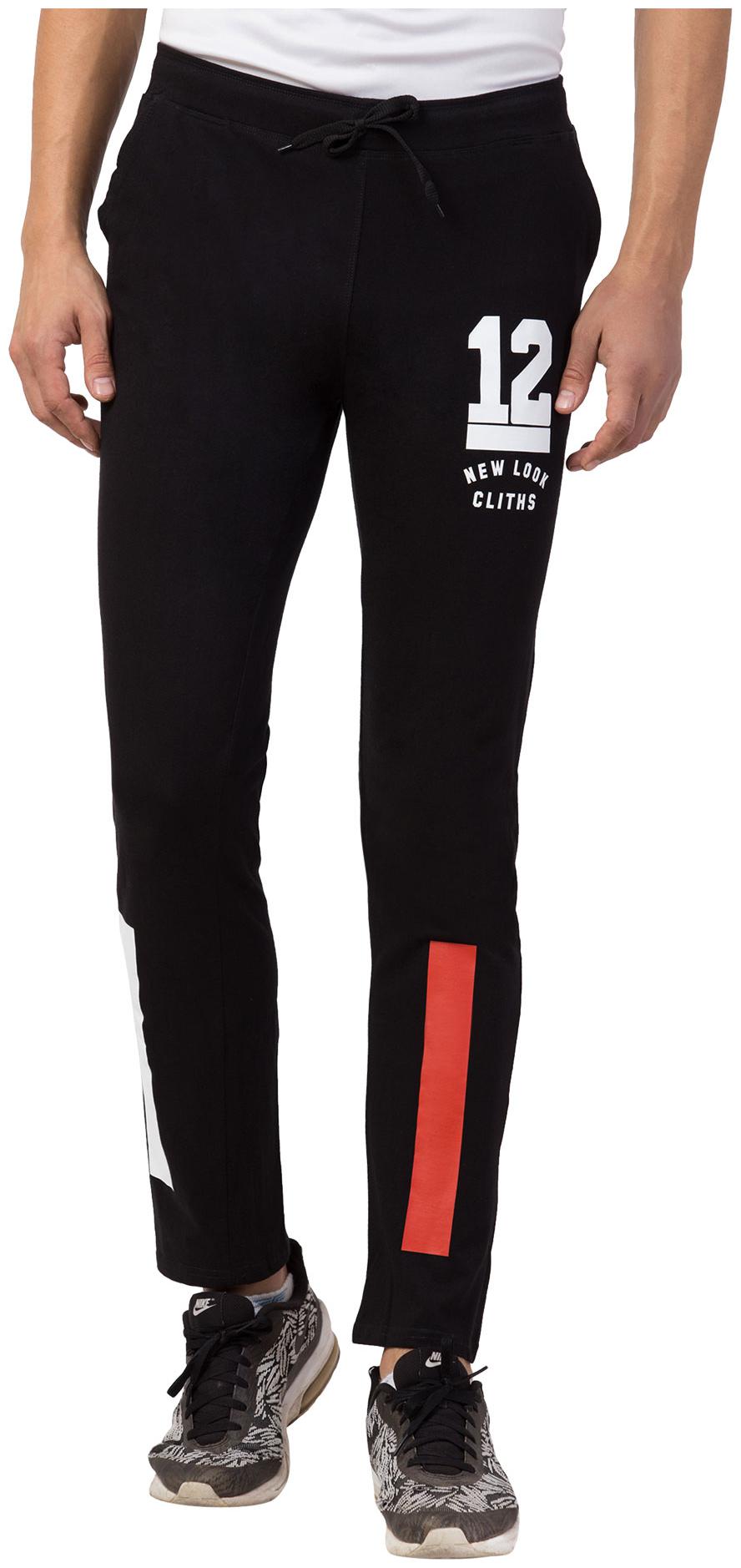 

Cliths Black Printed Active Wear Track Pants For Men