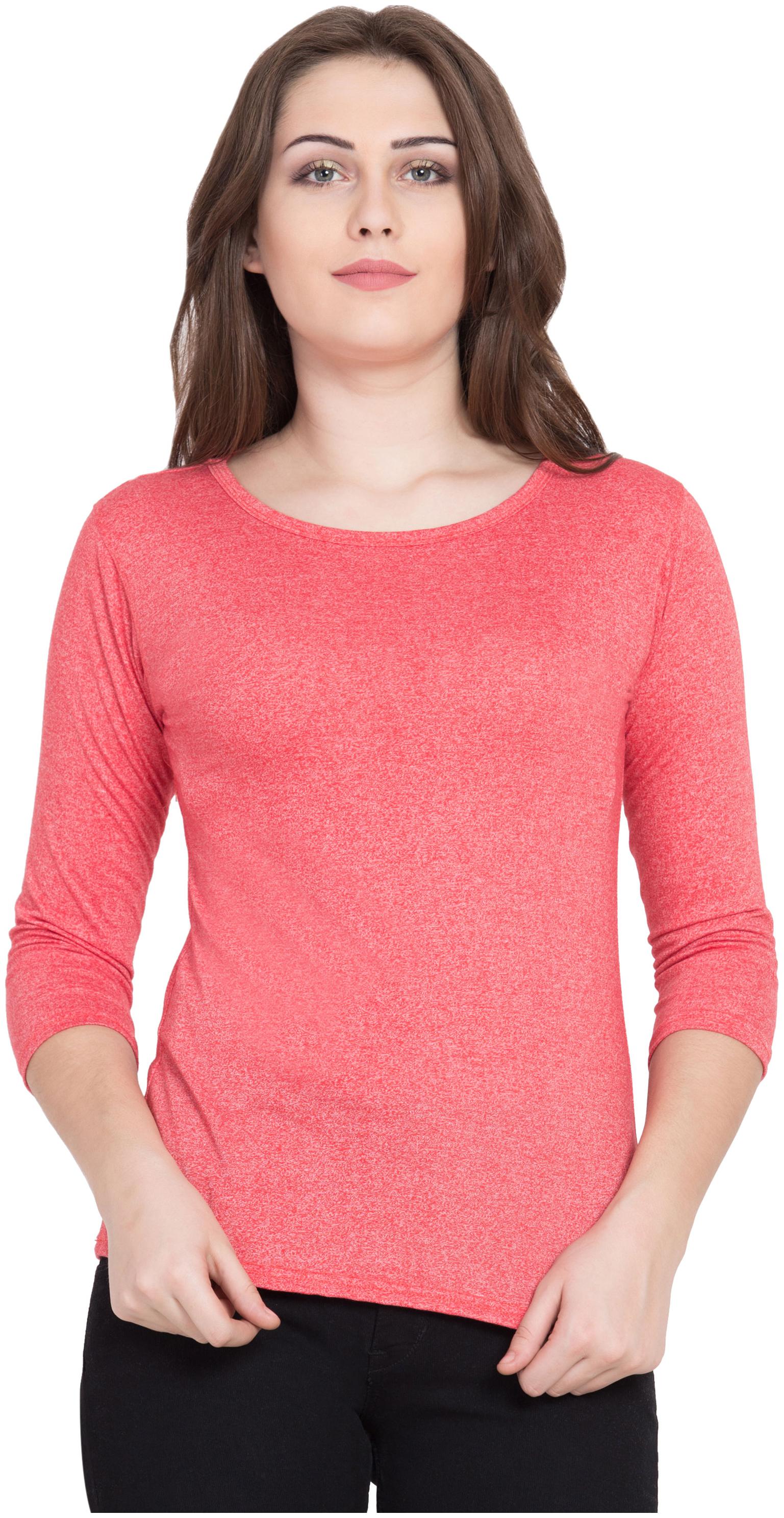 

Cliths Women Pink Slim fit Round neck Cotton T shirt