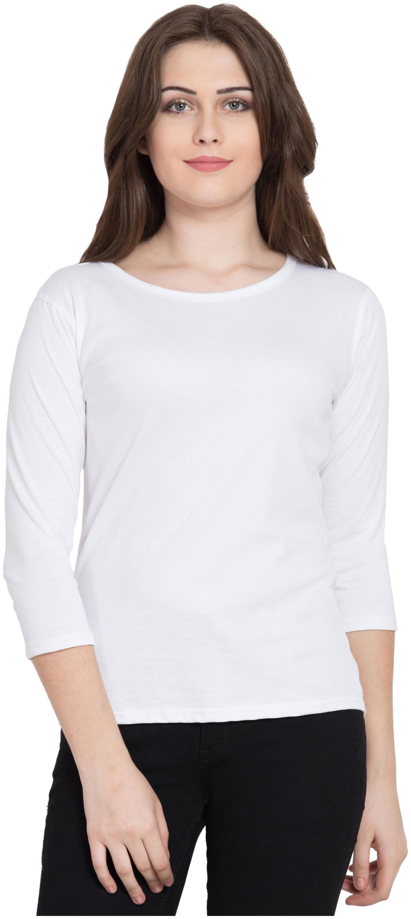 

Cliths Women White Slim fit Round neck Cotton T shirt