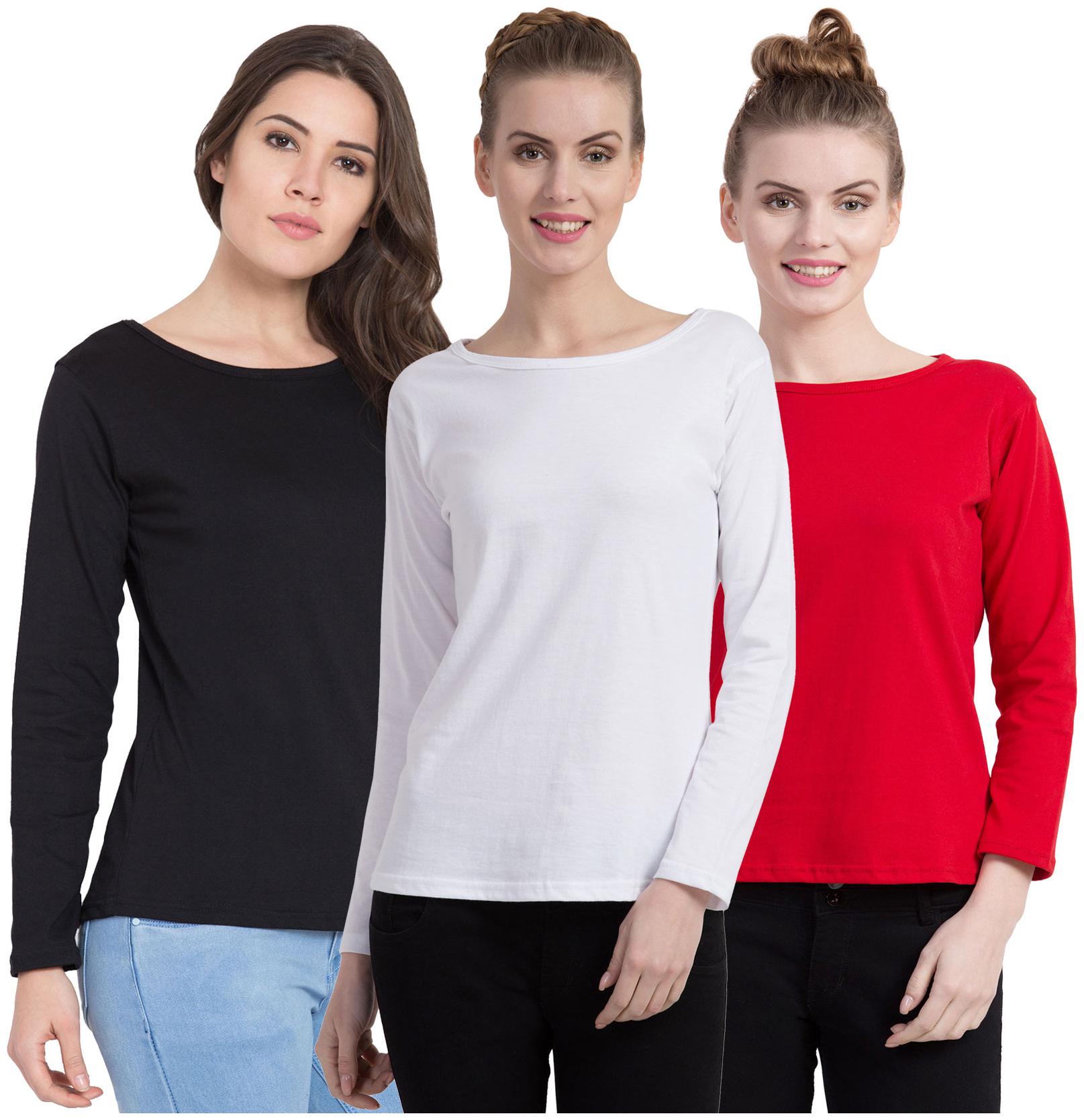 

Cliths Women Multi Slim fit Round neck Cotton T shirt