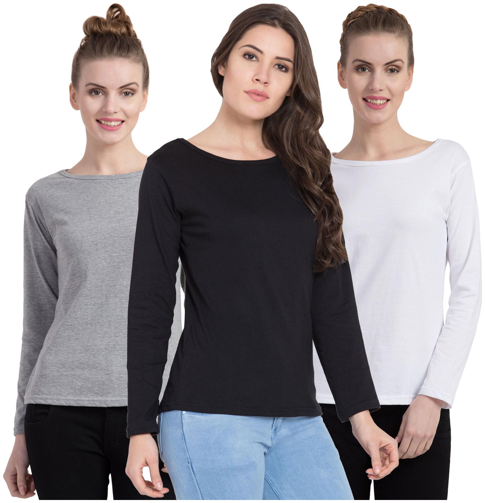 

Cliths Women Multi Slim fit Round neck Cotton T shirt