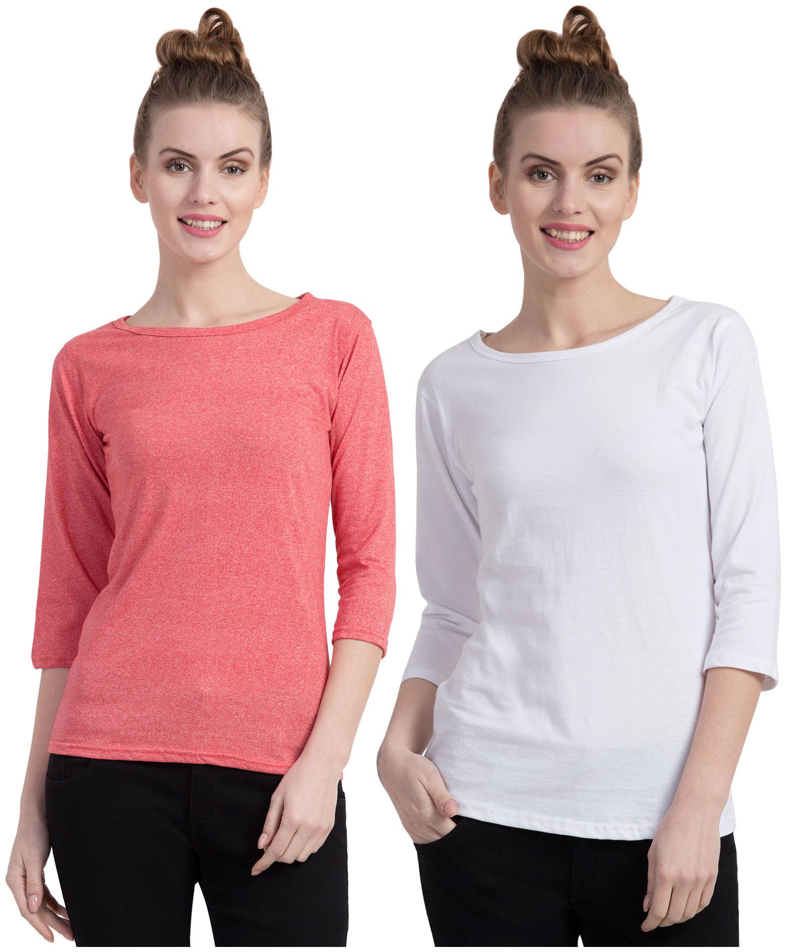 

Cliths Women Multi Slim fit Round neck Cotton T shirt