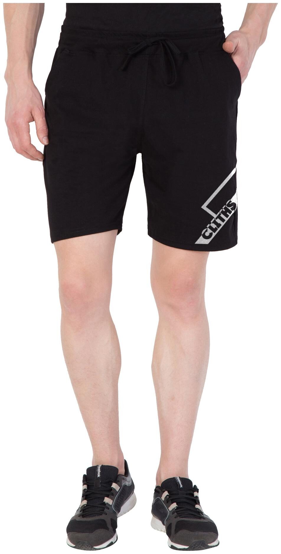 

Cliths Men Black Slim Fit Regular Shorts