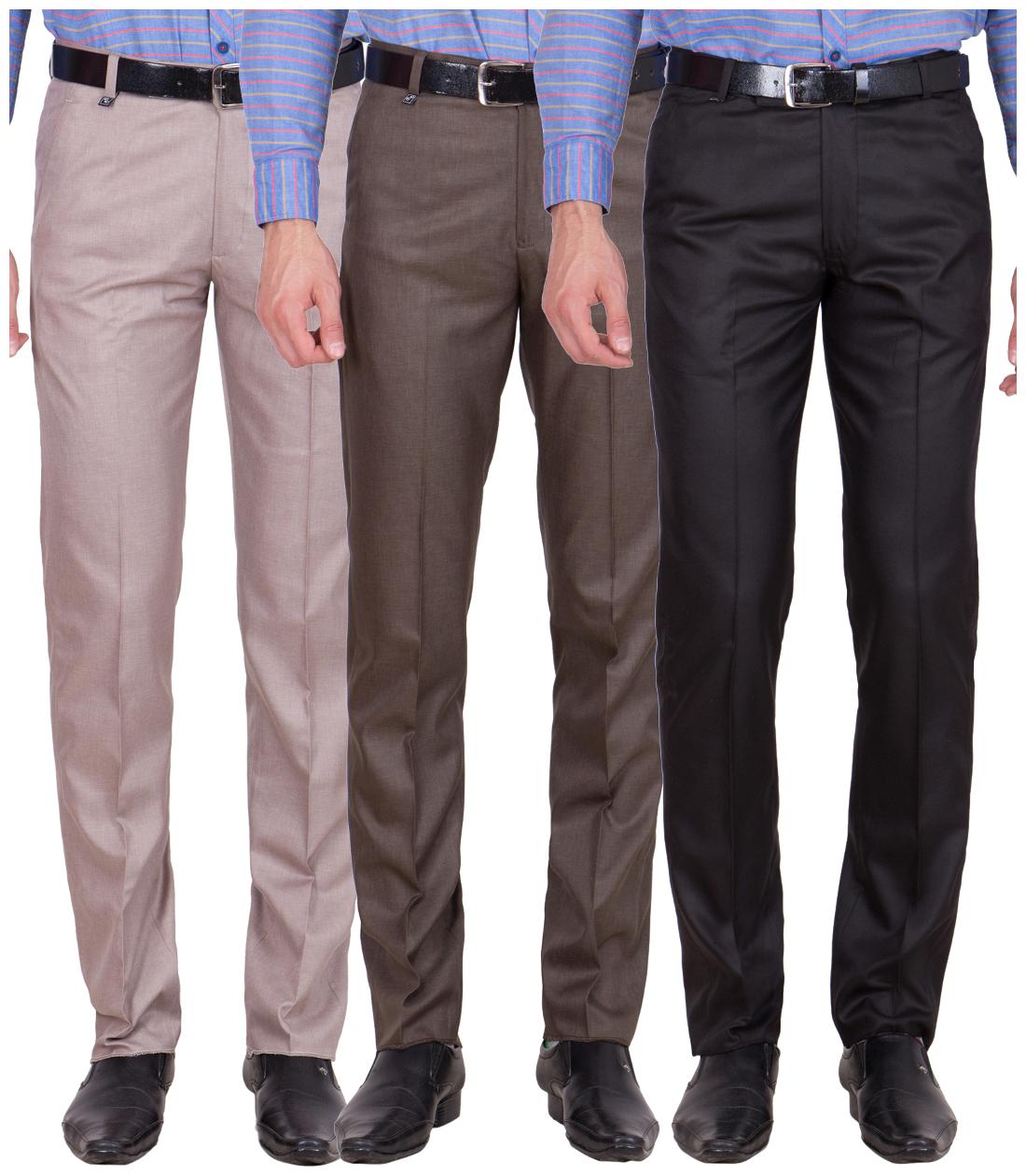 

Cliths Men s Cotton Blend Formal Trouser- Pack Of 3