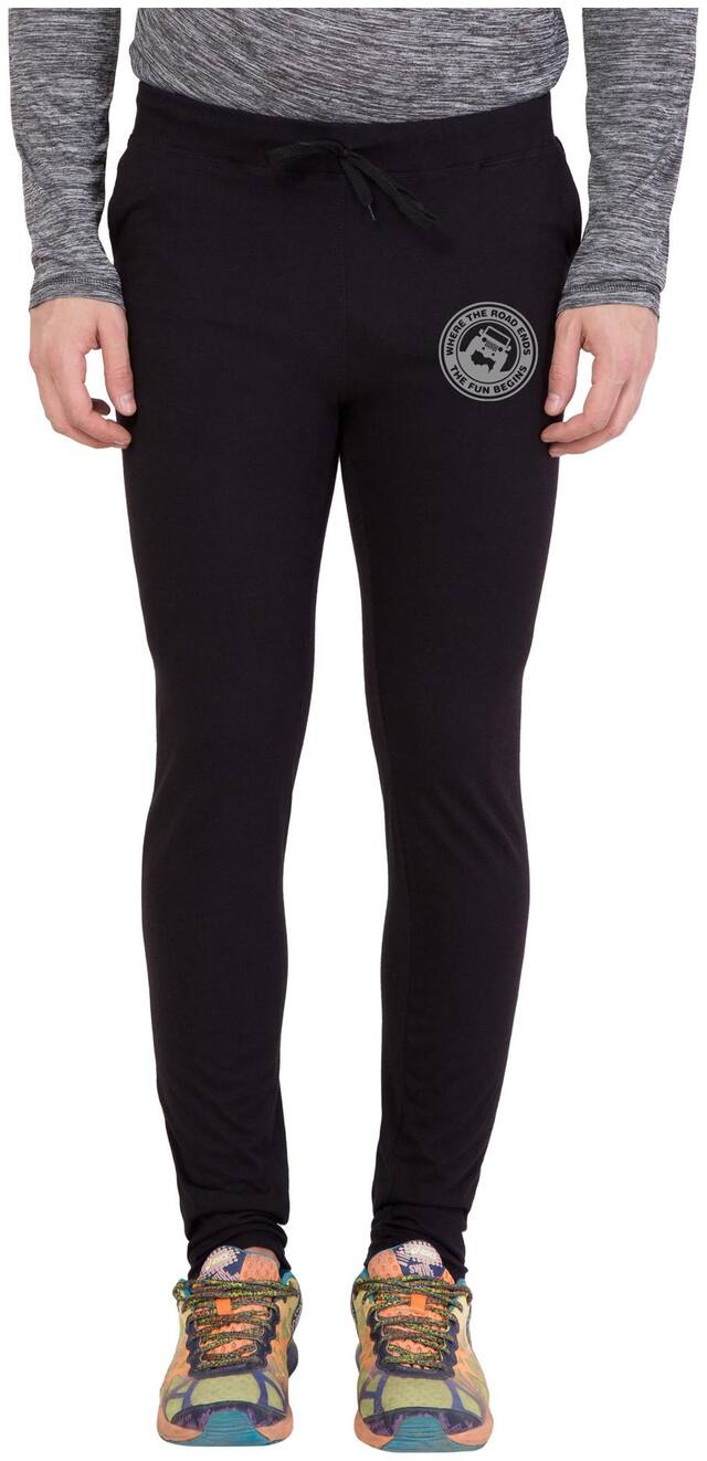 Cliths Men's Black Slim Fit Zeep Printed Trackpant