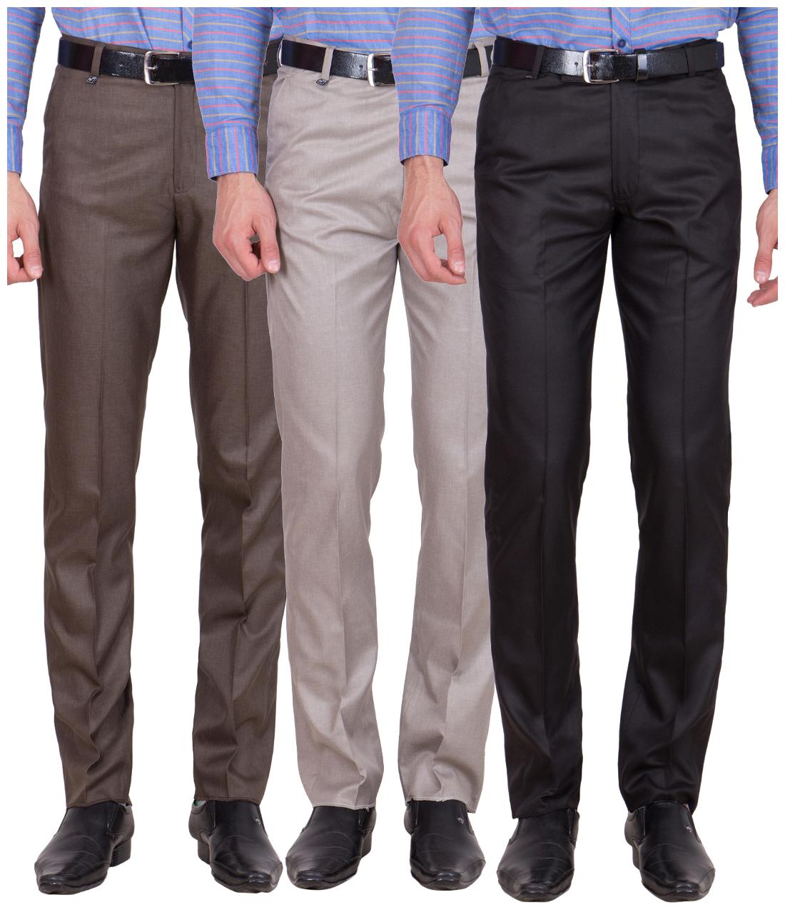 

Cliths Men s Cotton Blend Formal Trouser- Pack Of 3