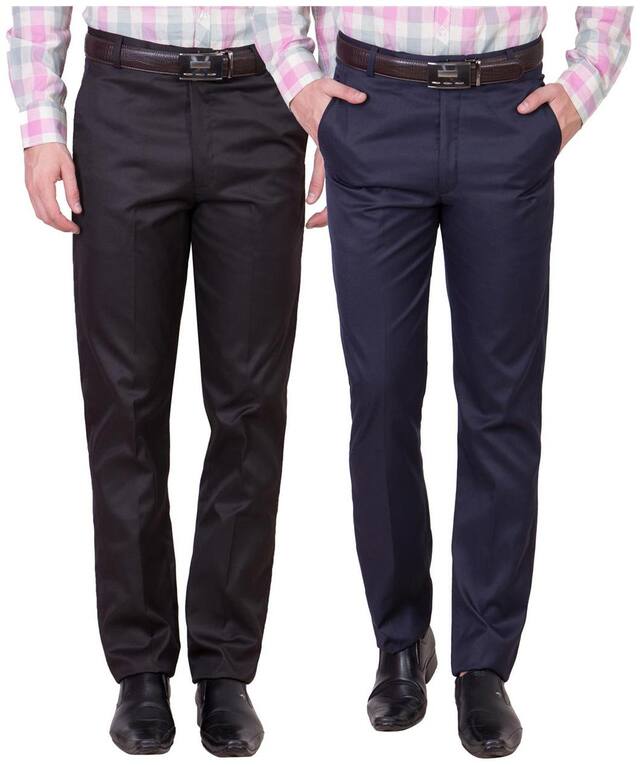 Cliths Men Solid Slim Fit Formal Trouser - Brown