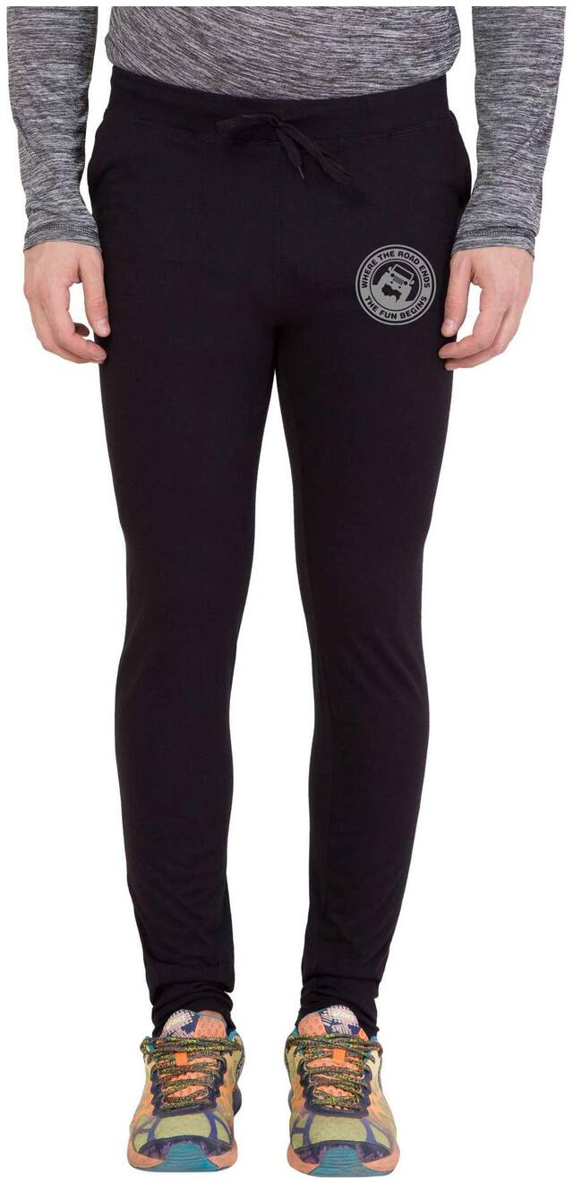 Cliths Men's Black Slim Fit Zeep Printed Trackpant