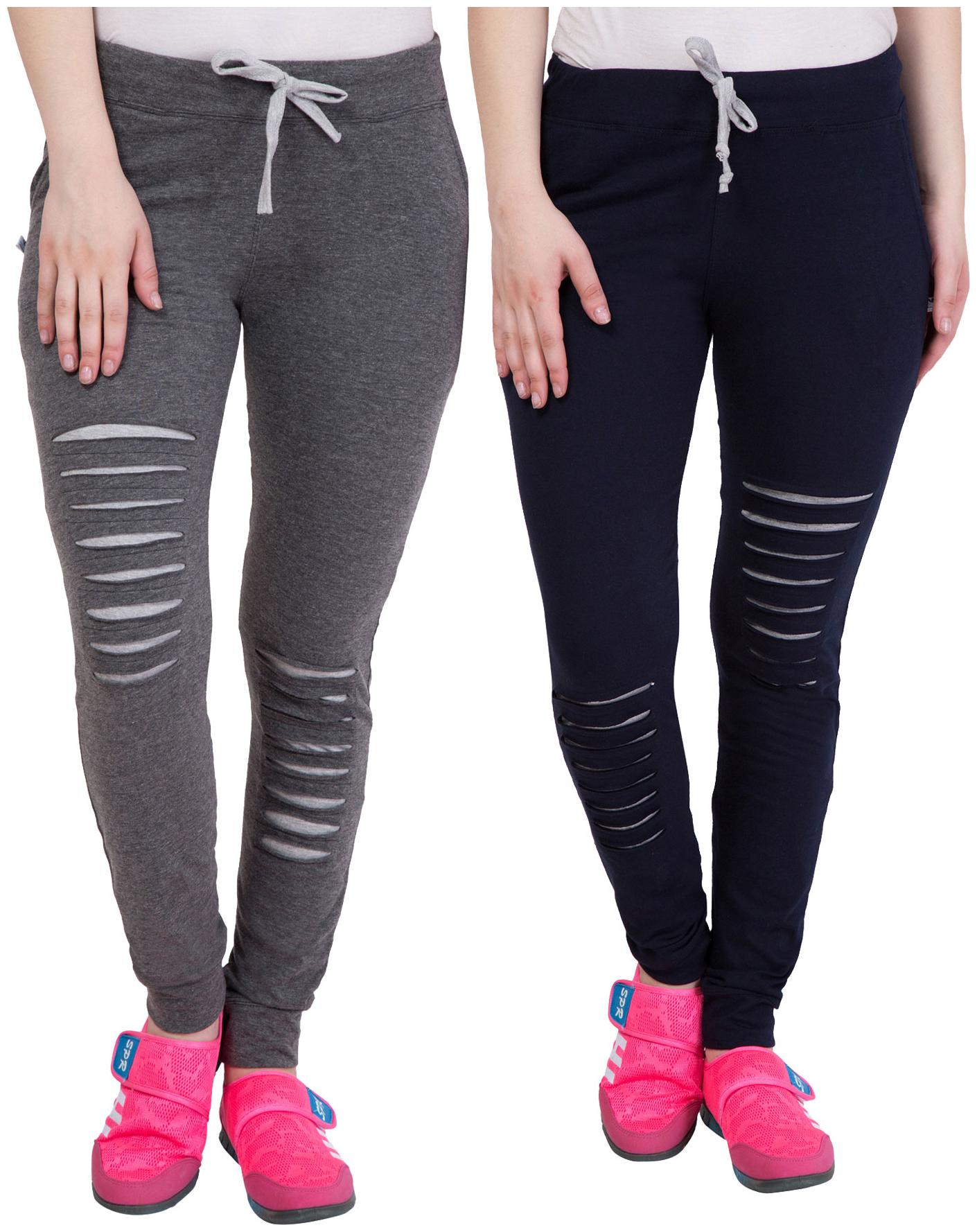 

Cliths Self Design Cotton Joggers For Women (Grey Blue)
