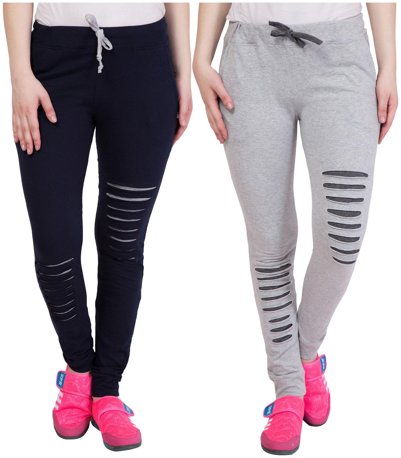 

Cliths Self Design Cotton Joggers For Women (Blue Grey)