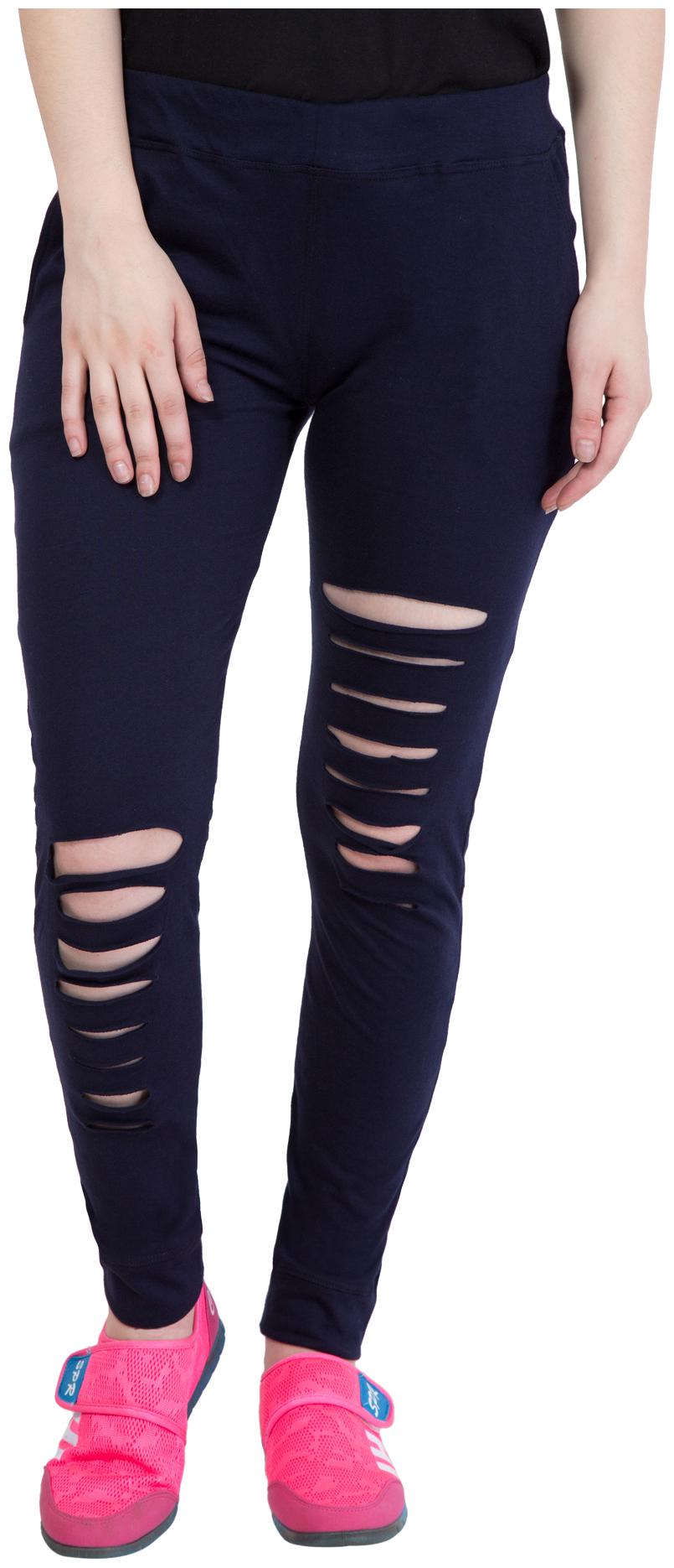

Cliths Women Cotton Blend Self Design Navy Jogger