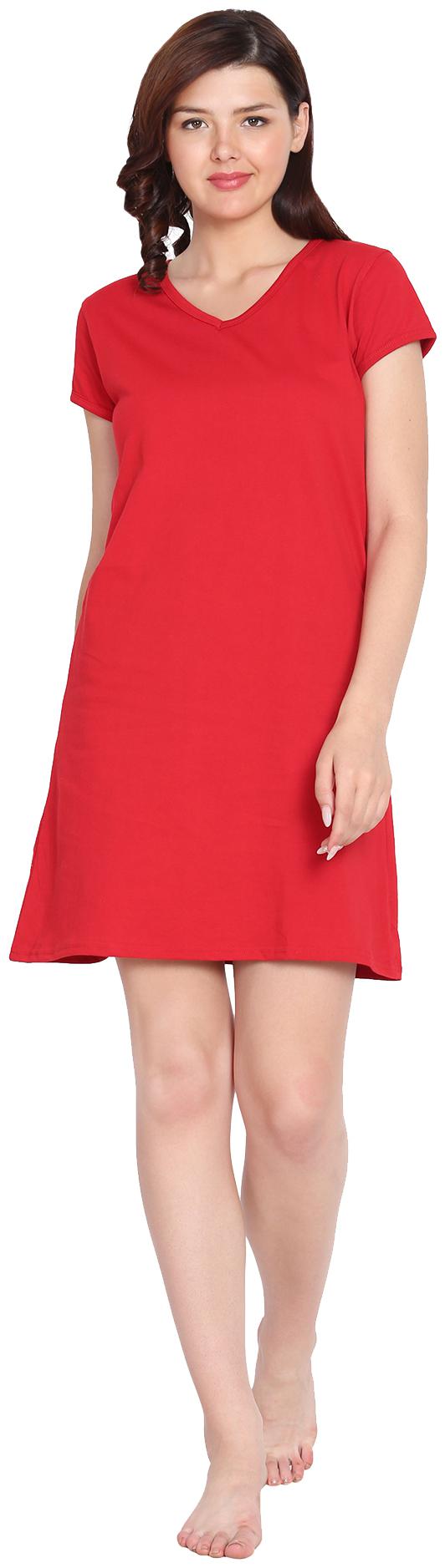 

Cliths Women Red Regular fit V neck Cotton T shirt