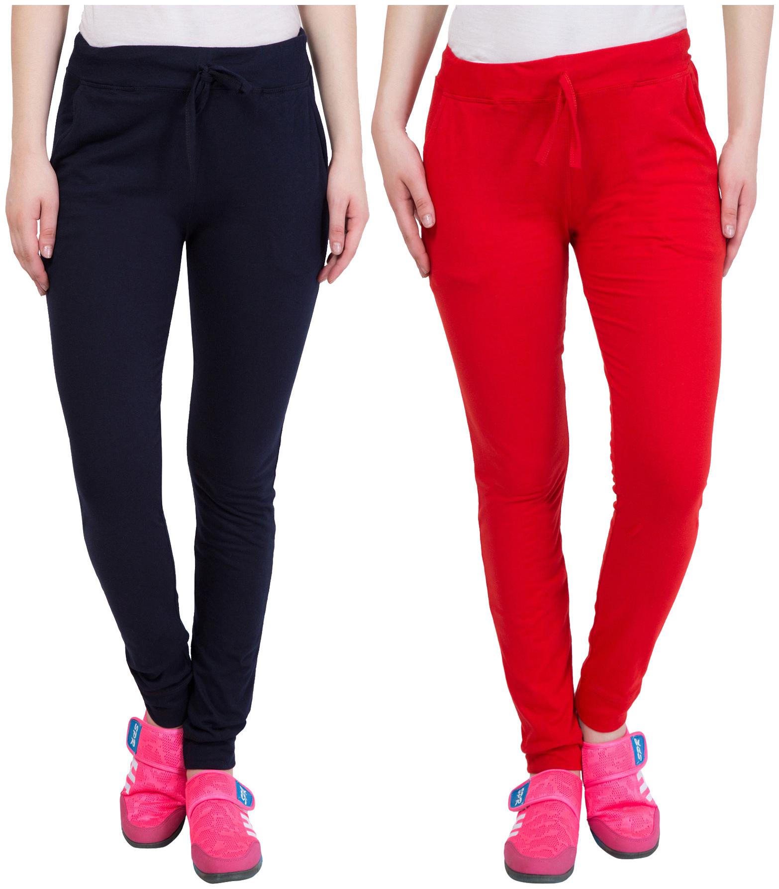 

Cliths Women Cotton Joggers Blue Red